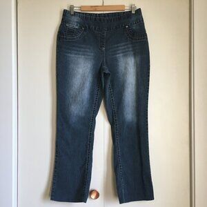 Vintage KD Pull On Denim Jeans - Medium Blue Comfort Stretch - Size 16
